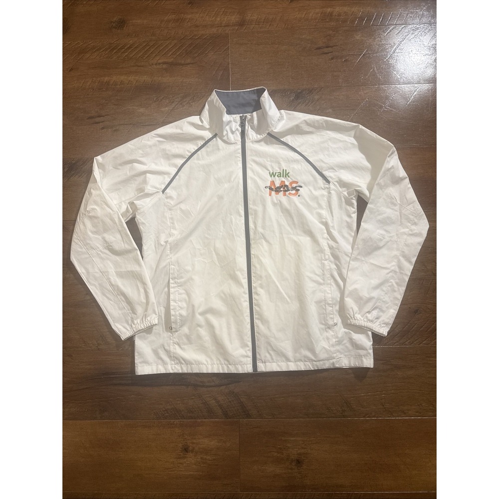 Elevate Walk MS Full Zip Windbreaker Lightweight White Jacket Women's‎ Large